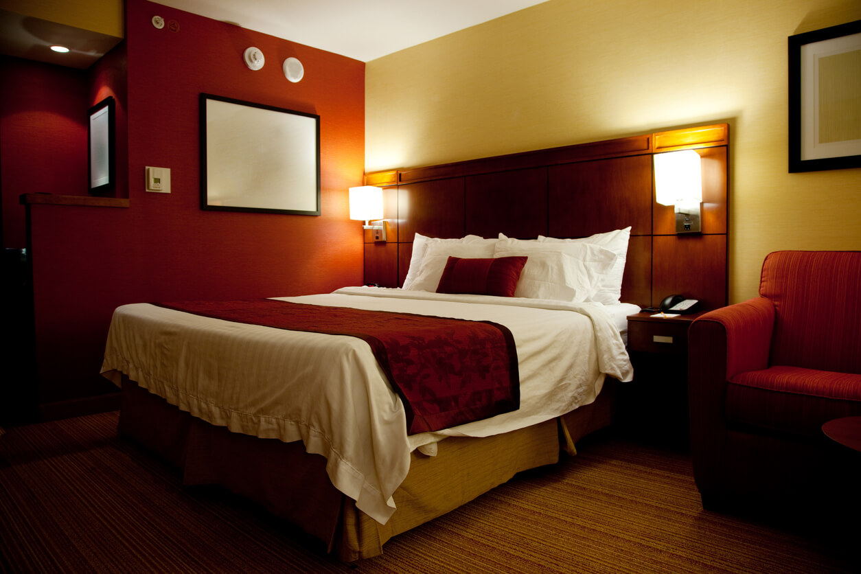 hotel room bed