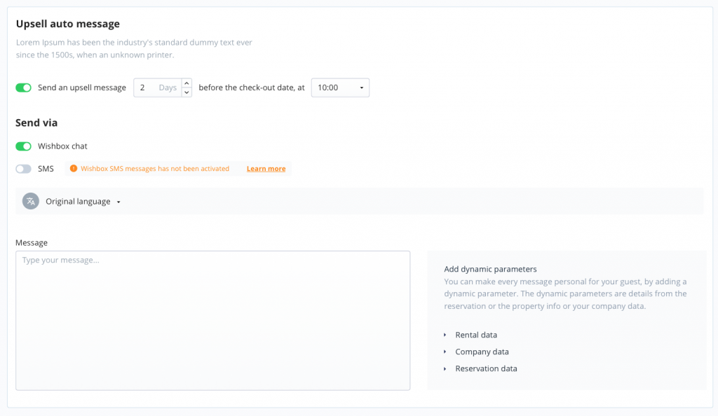 upsell auto messages screenshot