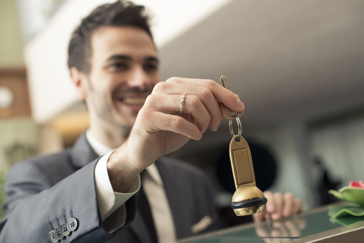 Young businessman at the hotel