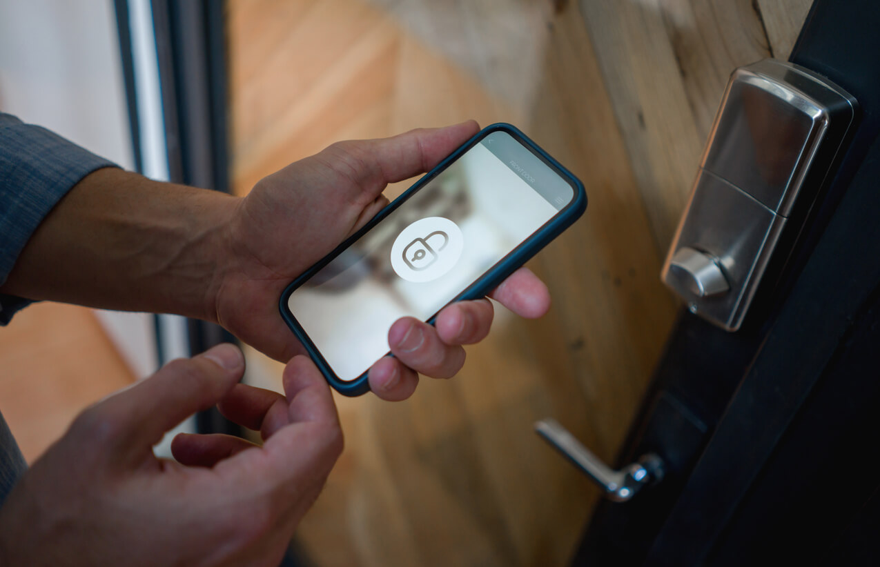 opening door with cellphone